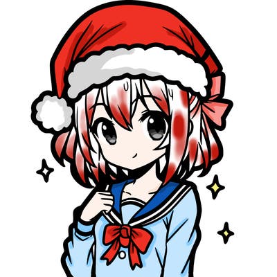 anime girl wearing a santa hat