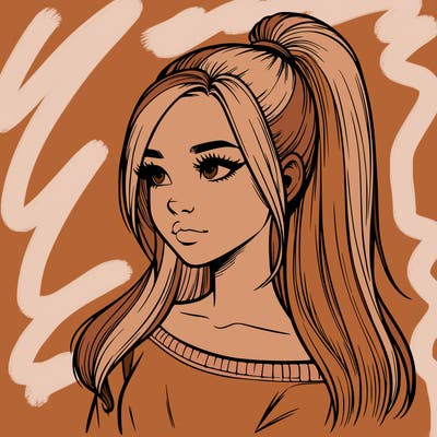 realistic girl with a high ponytail