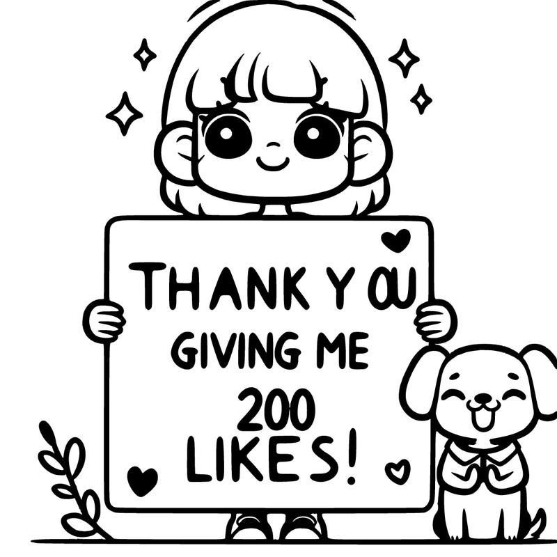 girl and dog holding sign that says thank you for giving me 200 likes !