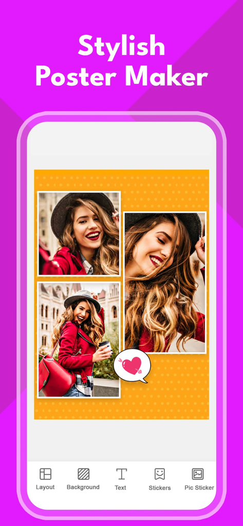 PicMix : Photo Collage Maker - Stylish poster creator interface showing a photo collage and editing tools