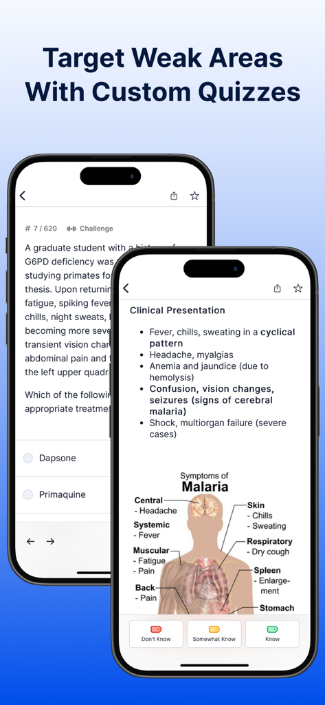 PANCE PANRE Mastery Test 2026 - PANCE PANRE Mastery Test app interface showing a medical clinical presentation and custom quiz questions on mobile phones