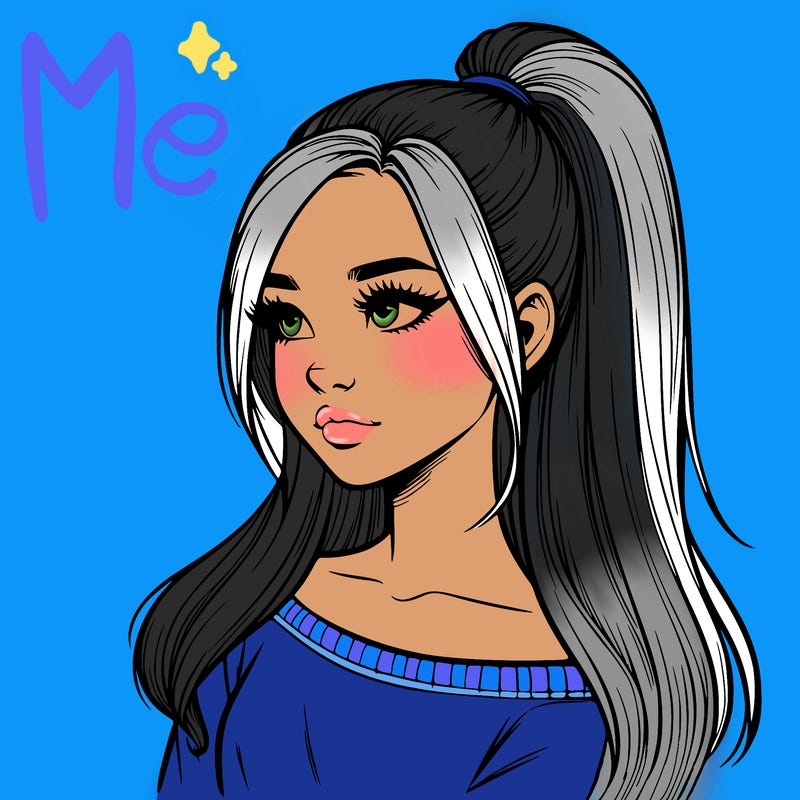 realistic girl with a high ponytail