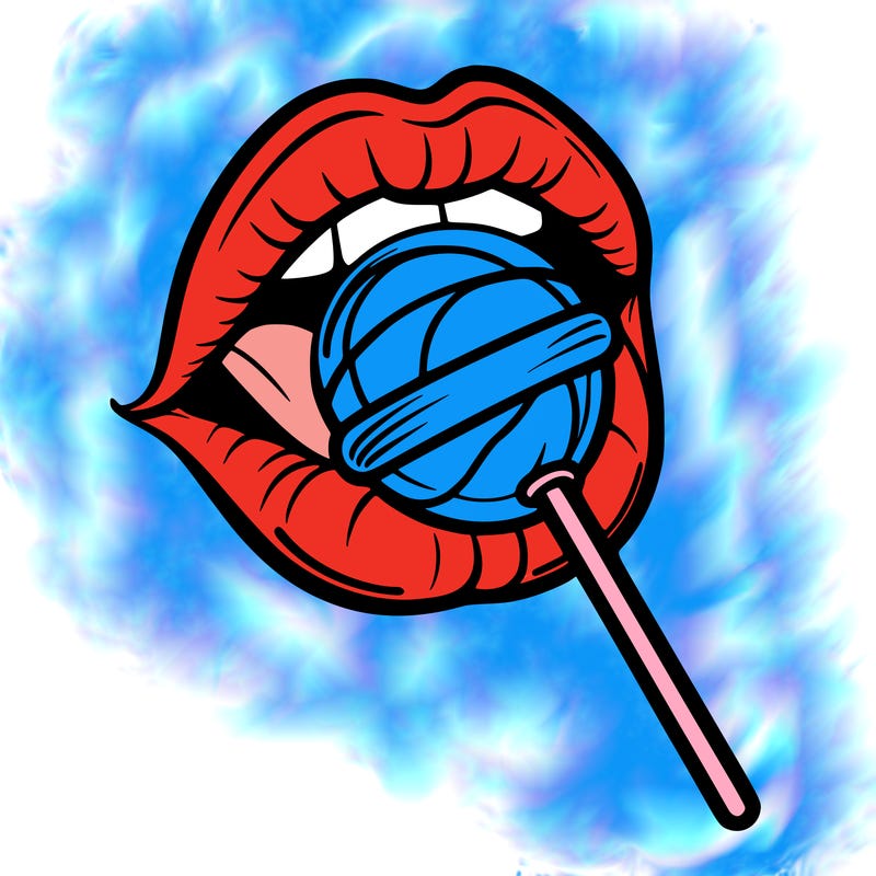 lips eating lollypop
