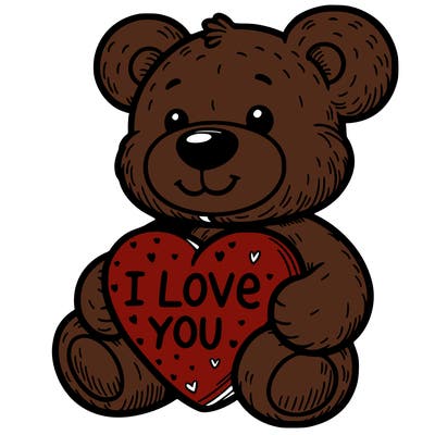 teddy bear holding an i love you heart