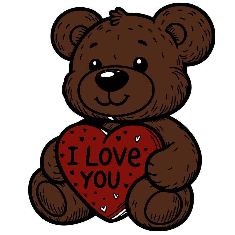 teddy bear holding an i love you heart