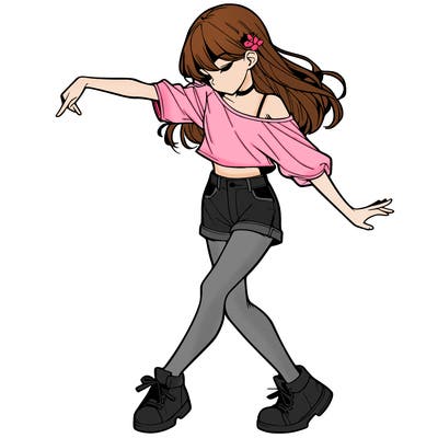realistic girl danceing