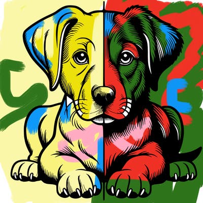 realistic dog split picture