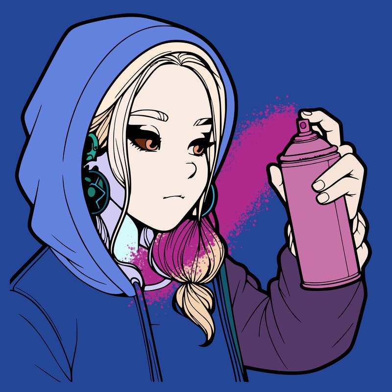 a realistic girl, spray painting