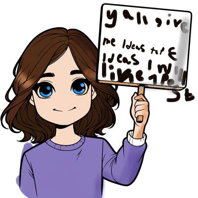 realistic girl holding up a sign