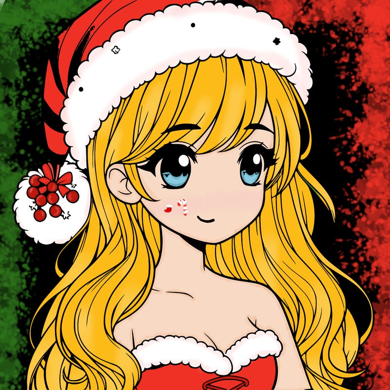 realistic girl dresses up for christmas