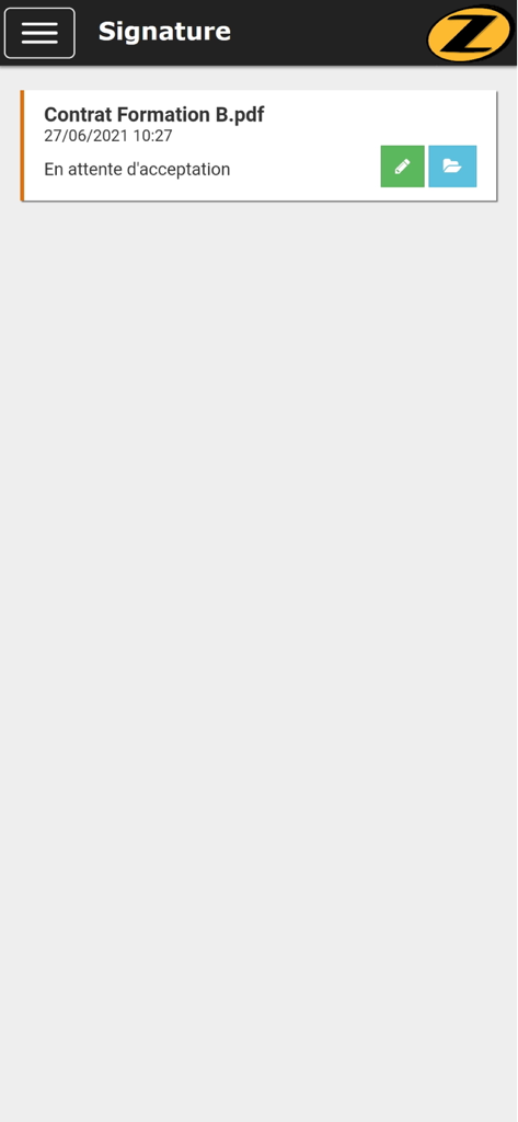 Zebra Moto-Ecole - Zebra Moto-Ecole digital training contract signature interface