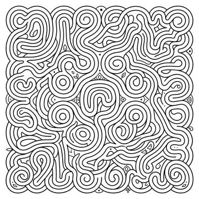 Explore a world of calm with this intricate finger labyrinth coloring page. This complex pattern, designed for meditative tracing or coloring, offers a unique way to relax and express your creativity.