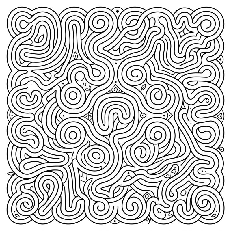 Explore a world of calm with this intricate finger labyrinth coloring page. This complex pattern, designed for meditative tracing or coloring, offers a unique way to relax and express your creativity.