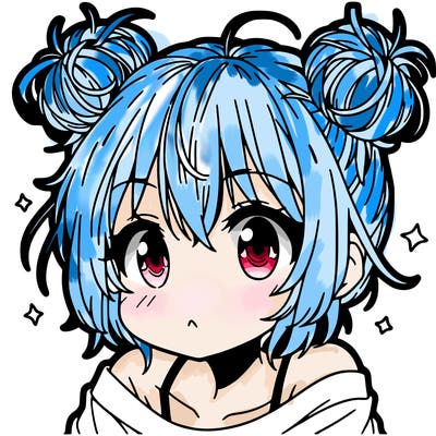 a manga girl with messy small buns