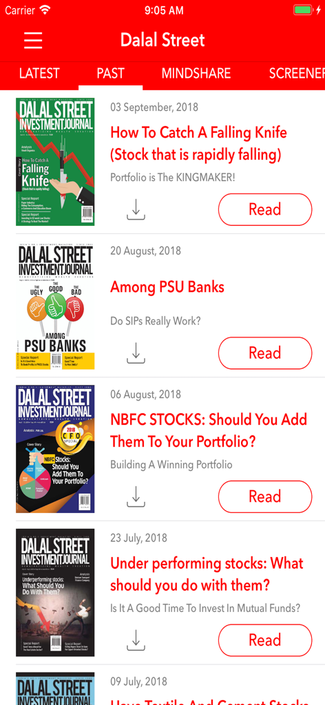Dalal Street Journal- Magazine - List of past issues in the Dalal Street Journal app featuring stock market research articles