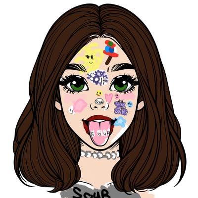 realistic girl with her tongue out