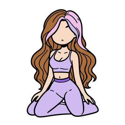 girl in crop top and yoga pants with long hair