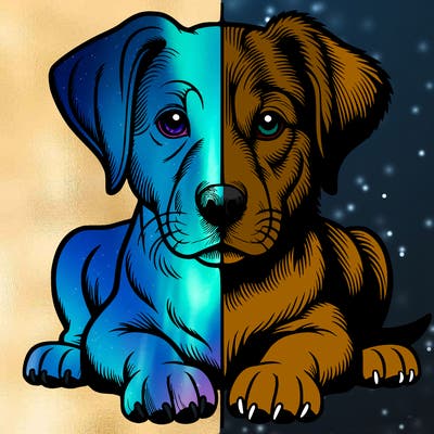 realistic dog split picture