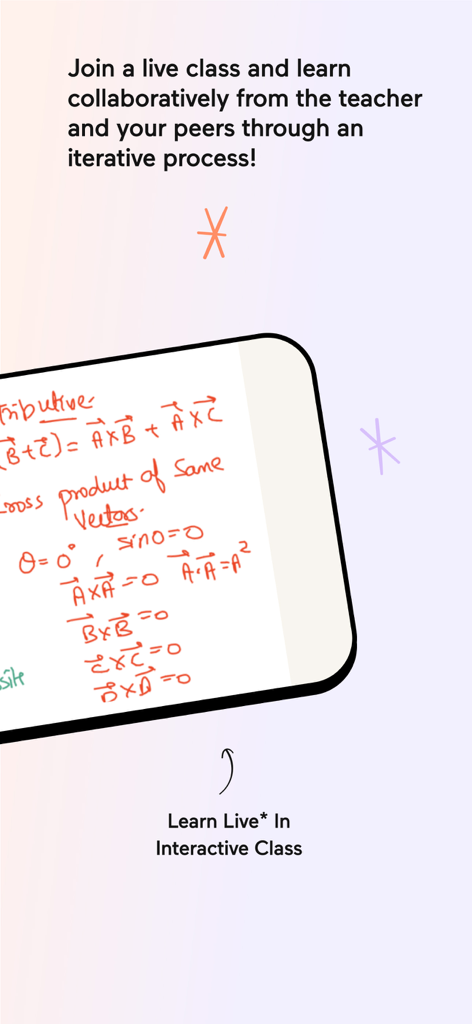 Lezione live interattiva sull'app Noon Academy con appunti scritti a mano