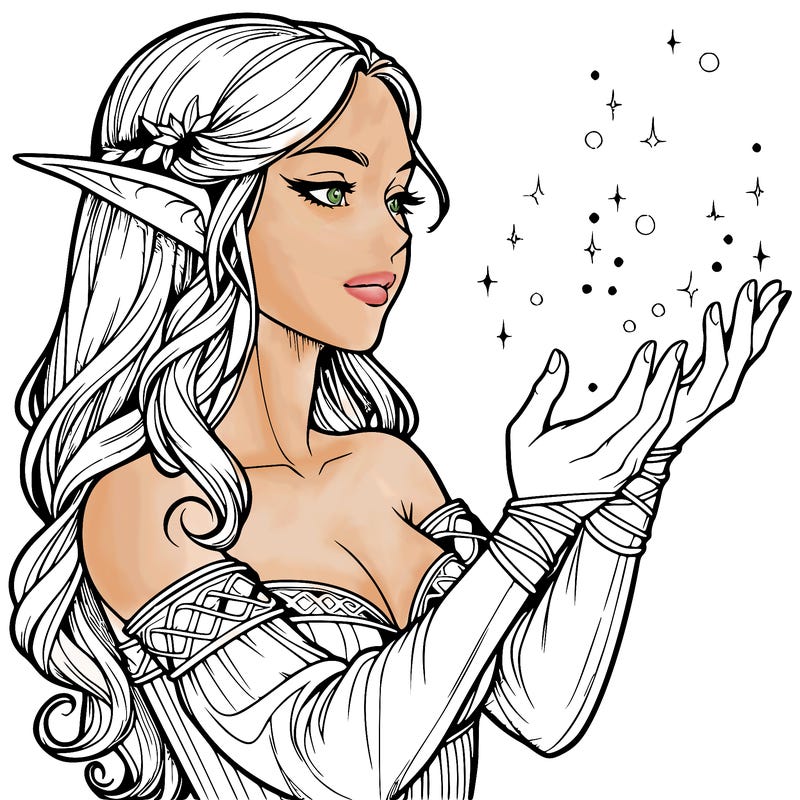 realistic elf girl doing magic