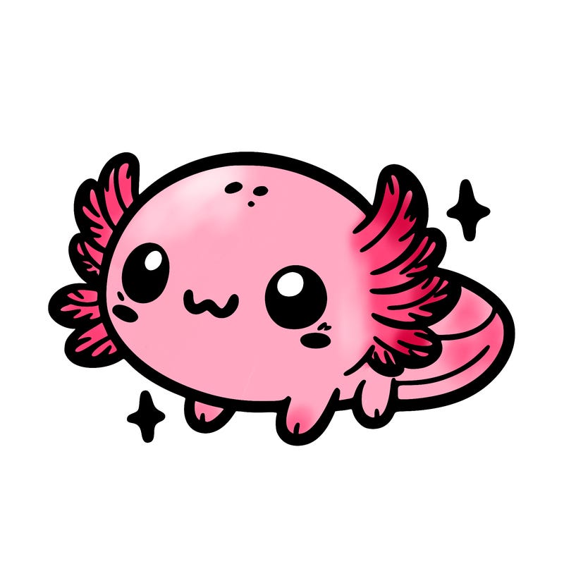 cute easy baby axolotl