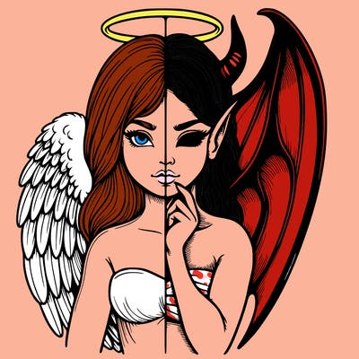 realistic angel half demon