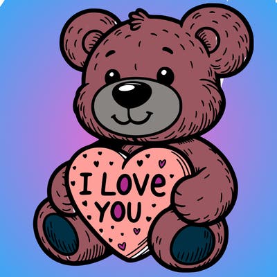 teddy bear holding an i love you heart