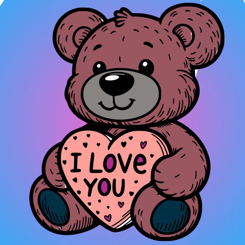teddy bear holding an i love you heart