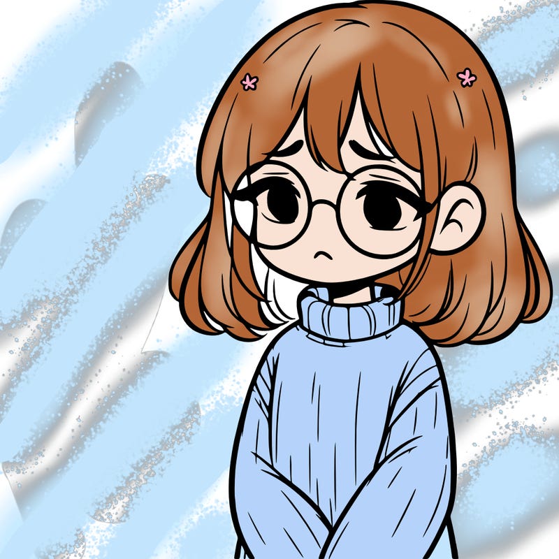 sad girl with glasses in a sweater
