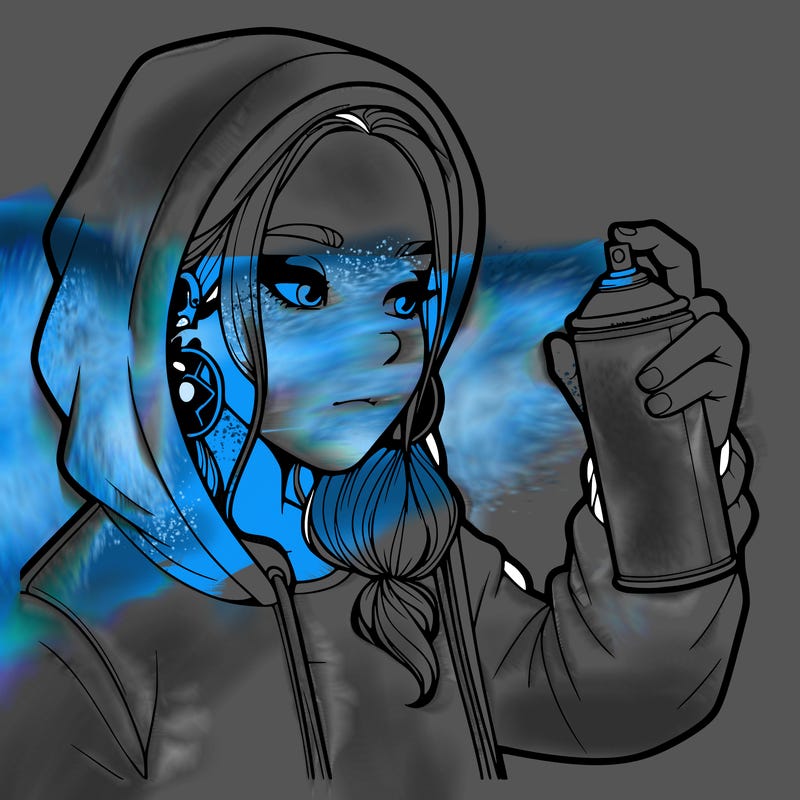 a realistic girl, spray painting