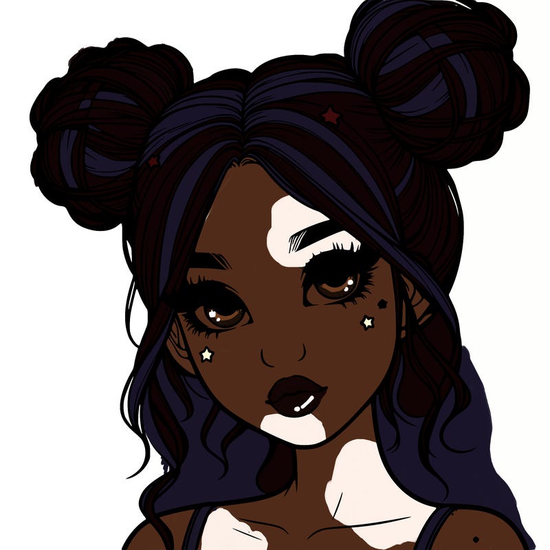 realistic girl with space buns