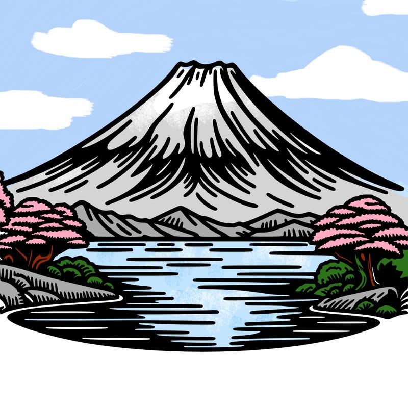 mount fuji black and white