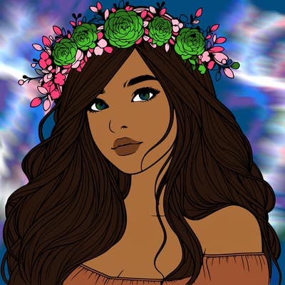 realistic girl with flower crown