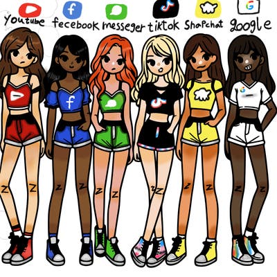 a group of girls wearing crop tops and shorts