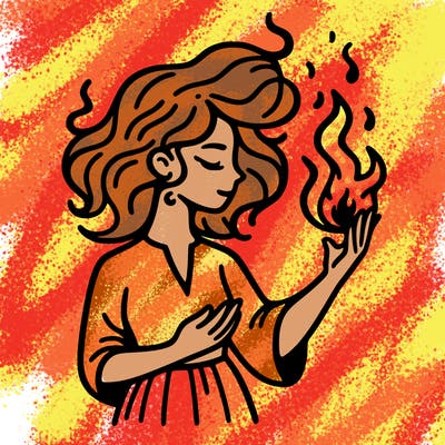 woman with fire