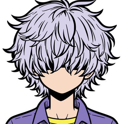 manga boy fluffy hair covering his eyes