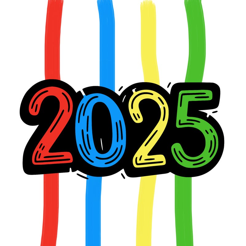 one line scrawled numbers sketch design “2025”