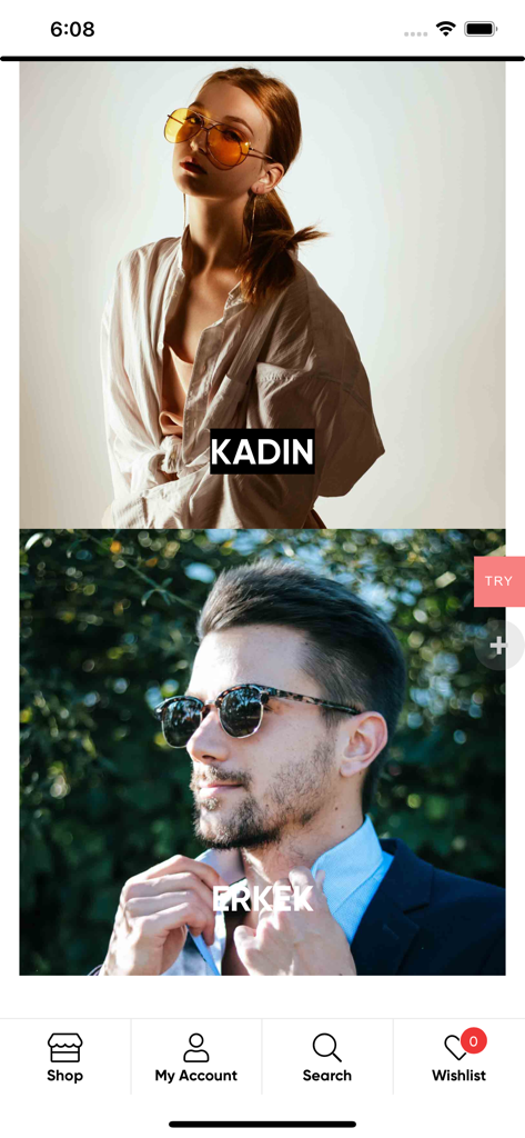 Allshop - Allshop app home screen showing categories for women and men in Turkish language