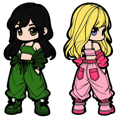 girl in crop top and baggy pants