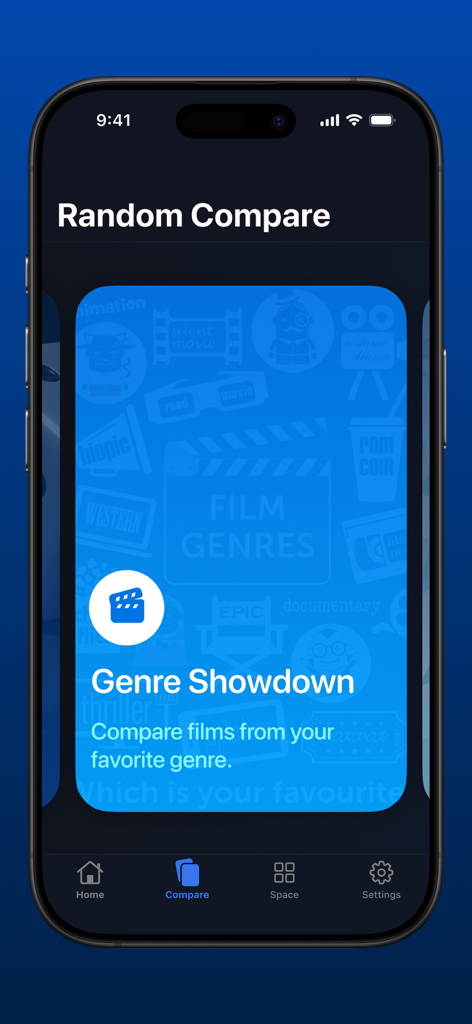Mags TV - Mags TV app interface displaying the Genre Showdown movie comparison feature.
