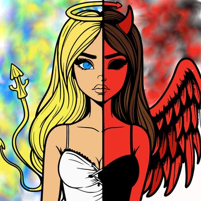 devil vs angel realistic girl