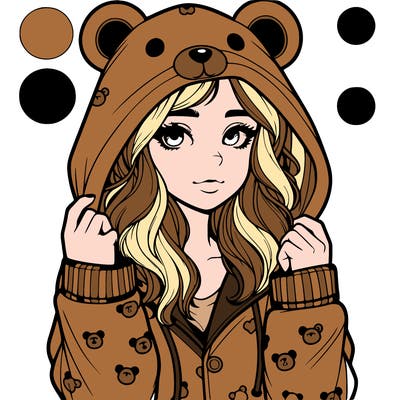 realistic girl in a animal pjs hoodie