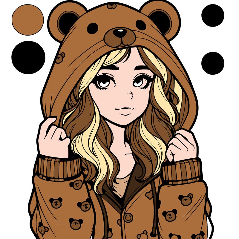realistic girl in a animal pjs hoodie