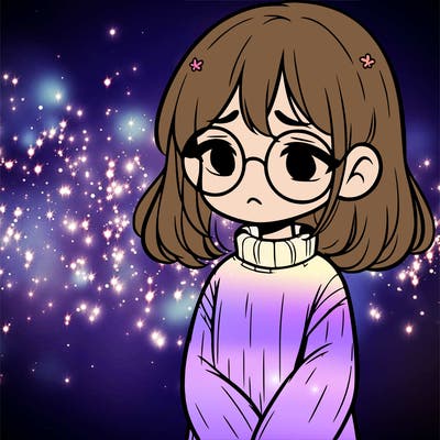 sad girl with glasses in a sweater