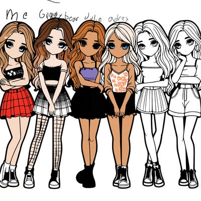 a group of girls realistic