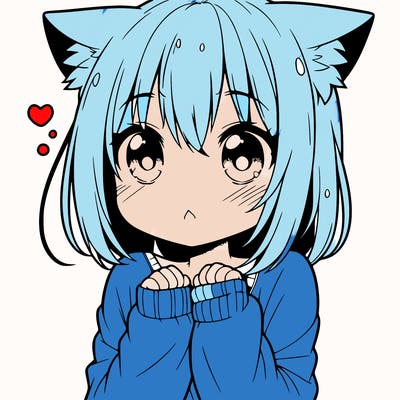 shy anime catgirl