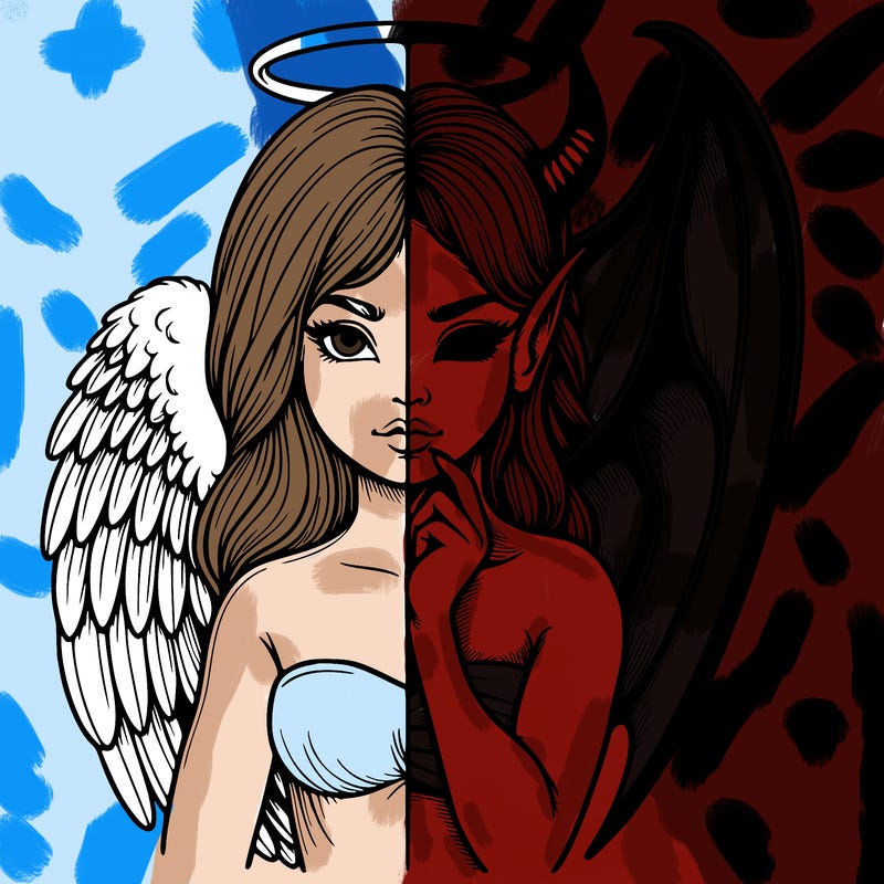 realistic angel half demon