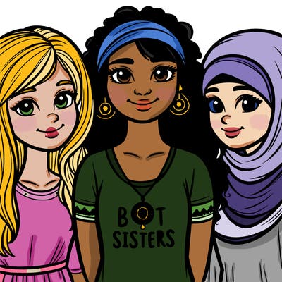 three sisters with a best sisters necklace