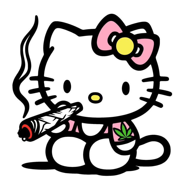 hello kitty smoking a joint