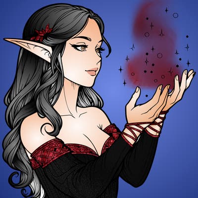 realistic elf girl doing magic